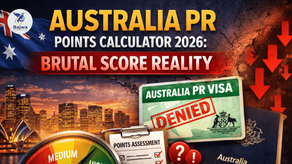 Australia PR Points Calculator 2026 showing brutal score reality for australia pr and australia pr visa eligibility assessment